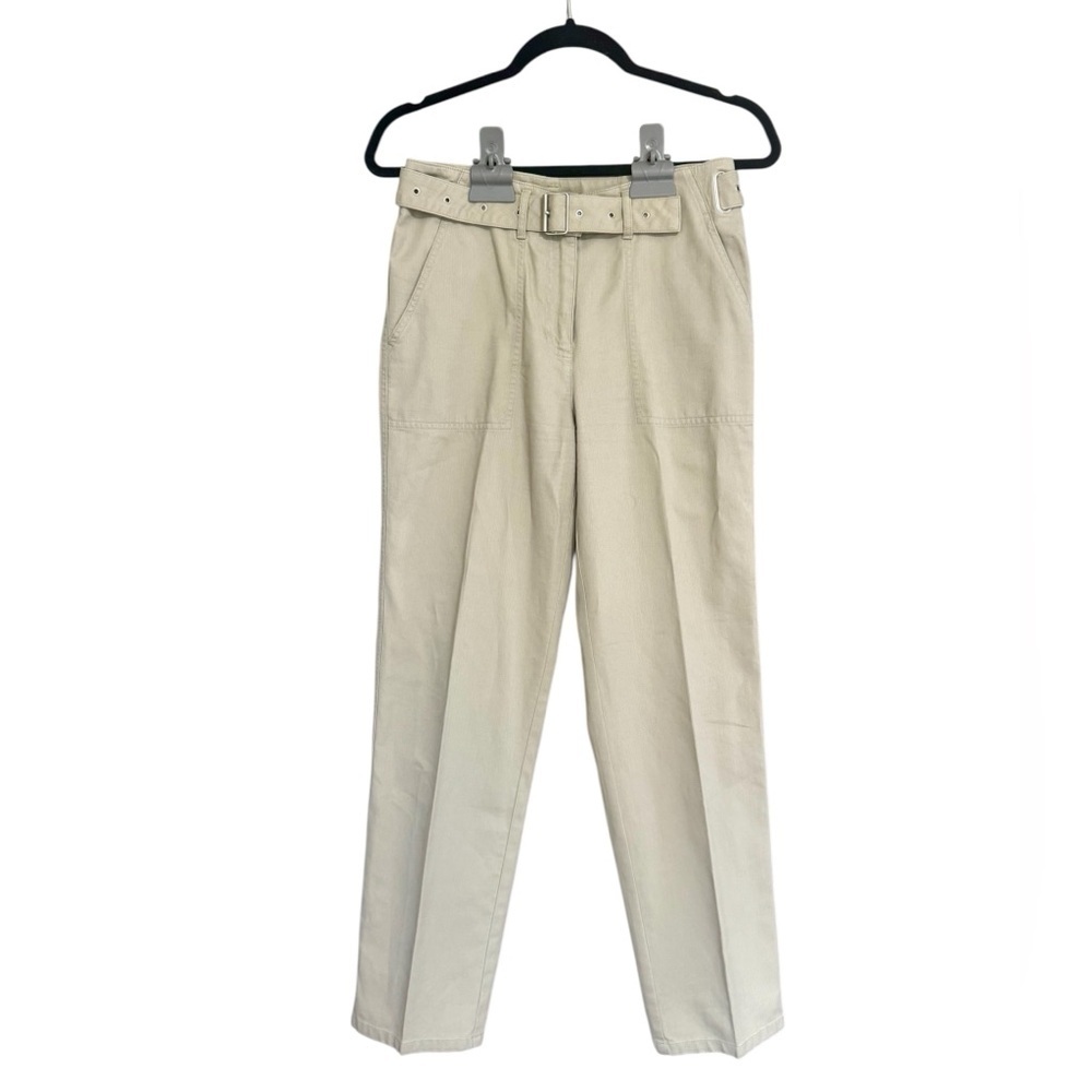 Ralph Lauren  Women's Cream Chino Belted 100% Cotton Work Career Pants Size 4P
